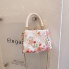 Chain Top Handle Floral Crossbody Bag