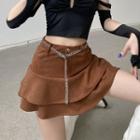 High Waist Plain Miniskirt