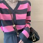 Striped Knit Top / Plain Skirt