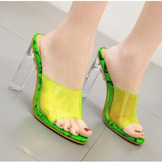 Snake Pattern Clear High Heel Sandals