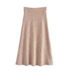 Melange Knit Midi A-line Skirt