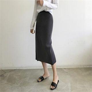 Long H-line Rib-knit Skirt