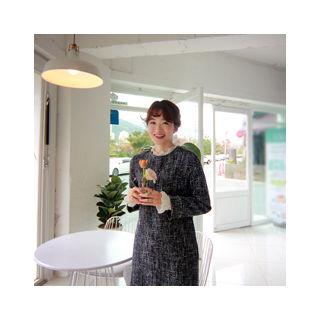 Fringed-trim Tweed Dress