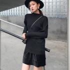 Mock Two Piece Long-sleeve Knit Dress Black - One Size