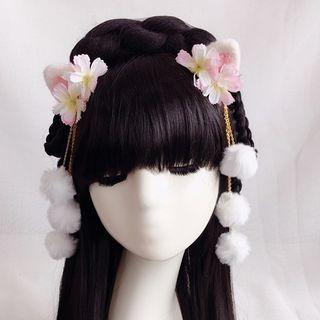 Set Of 2: Floral Bobble Headpiece Set Of 2 - Floral Bobble Headpiece - White - One Size