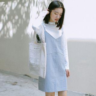 Plain V-neck A-line Spaghetti Strap Dress