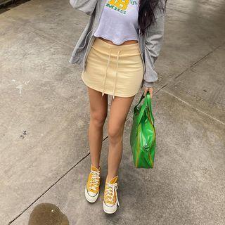 Drawstring Pencil Miniskirt