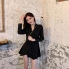 Irregular Ruched Mini Dress Black - One Size