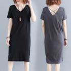 Cross Strap Back Short Sleeve T-shirt Dress