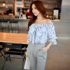 Off-shoulder Printed Ruffled Jumpsuit