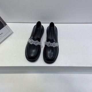 Beaded Faux Leather Loafers