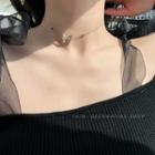 Rhinestone Butterfly Choker 1 Pc - Gold - One Size