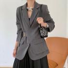 Asymmetric Tie-waist Single-breasted Blazer