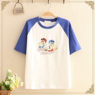 Cartoon Print Raglan Sleeve Top