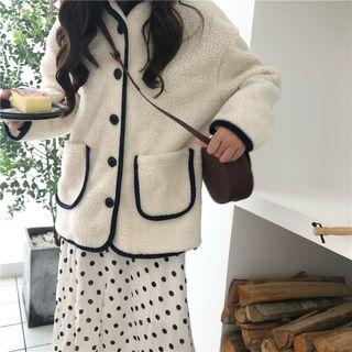 Fleece Color Block Jacket Off-white - One Size