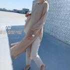 Slit-side T-shirt Dress Beige - One Size