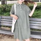 Pocketed Short-sleeve Polo Shirt Dress