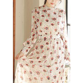 Floral Pattern Tie-back A-line Dress