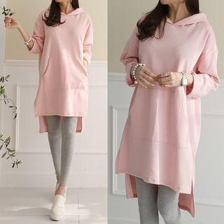 Cutout Dip-back Patel-color Hoodie