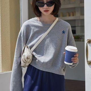 Star Embroidered Cropped Sweatshirt
