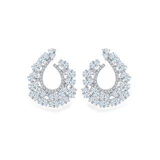 Elegant Luxury Geometric Water Drop Earrings With Cubic Zirconia Silver - One Size