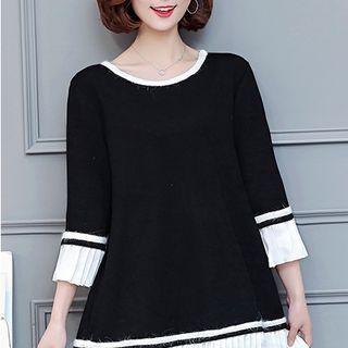 Accordion Panel 3/4-sleeve Dress