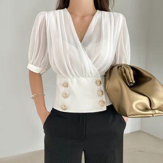 Wrap-front Chiffon Blouse
