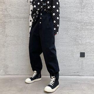 Plain Straight Leg Pants With Suspender