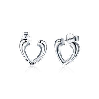 Simple And Fashion Heart Shaped Stud Earrings Silver - One Size