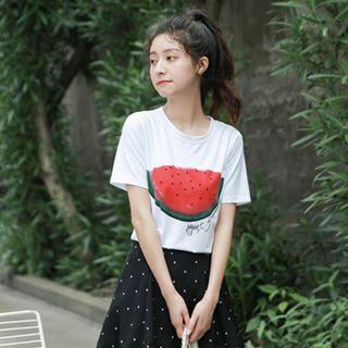 Short-sleeve Fruit Print T-shirt White - One Size