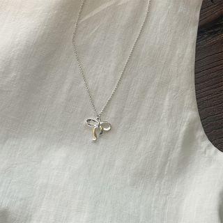 Ribbon Pendant Chain Necklace Silver - One Size