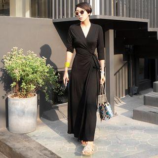 3/4-sleeve V-neck Maxi Sun Dress