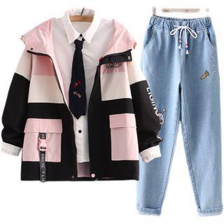 Hood Zip Jacket / Baggy Jeans / Shirt / Set