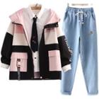 Hood Zip Jacket / Baggy Jeans / Shirt / Set