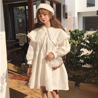 Long-sleeve Eyelet Lace Cape Dress