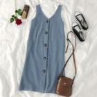 Plain Long-sleeve T-shirt / Sleeveless Shift Dress