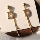 Rhinestone Alphabet Fringed Earring 1 Pair - As Shown In Figure - One Size