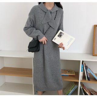 Long Sleeve Lace-up Knit Dress
