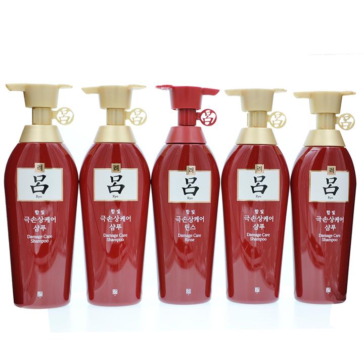Ryoe - Damage Care Hair Set: Shampoo 400g X 4 Pcs + Conditioner 400ml X 1 Pc 5 Pcs