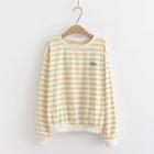 Planet Embroidery Stripe Sweatshirt Yellow - One Size