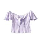 Cap-sleeve Tie-neck Knit Crop Top