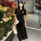 Short-sleeve Logo Midi A-line Polo Dress