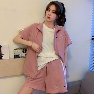 Set: Short-sleeve Zip Jacket + Sweatshorts