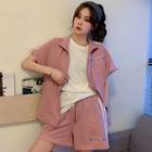 Set: Short-sleeve Zip Jacket + Sweatshorts