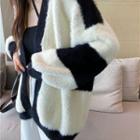 Striped Loose-fit Cardigan Black & White - One Size
