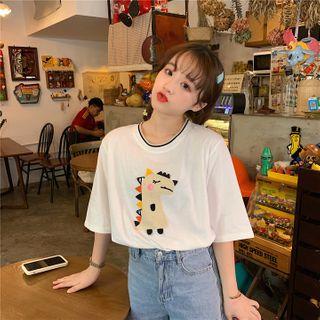 Dinosaur Detail Elbow-sleeve T-shirt