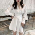 Long-sleeve Mini A-line Wrap Dress