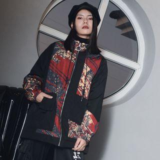 Pattern Panel Zip Jacket