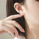 Rhinestone Floral Ear Cuff 1 Pair - Clip On Earring - Gold - One Size