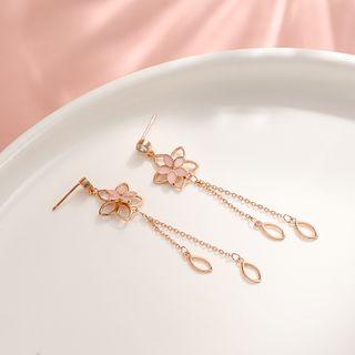 925 Sterling Silver Flower Fringed Dangle Earring Sakura - Silver - One Size